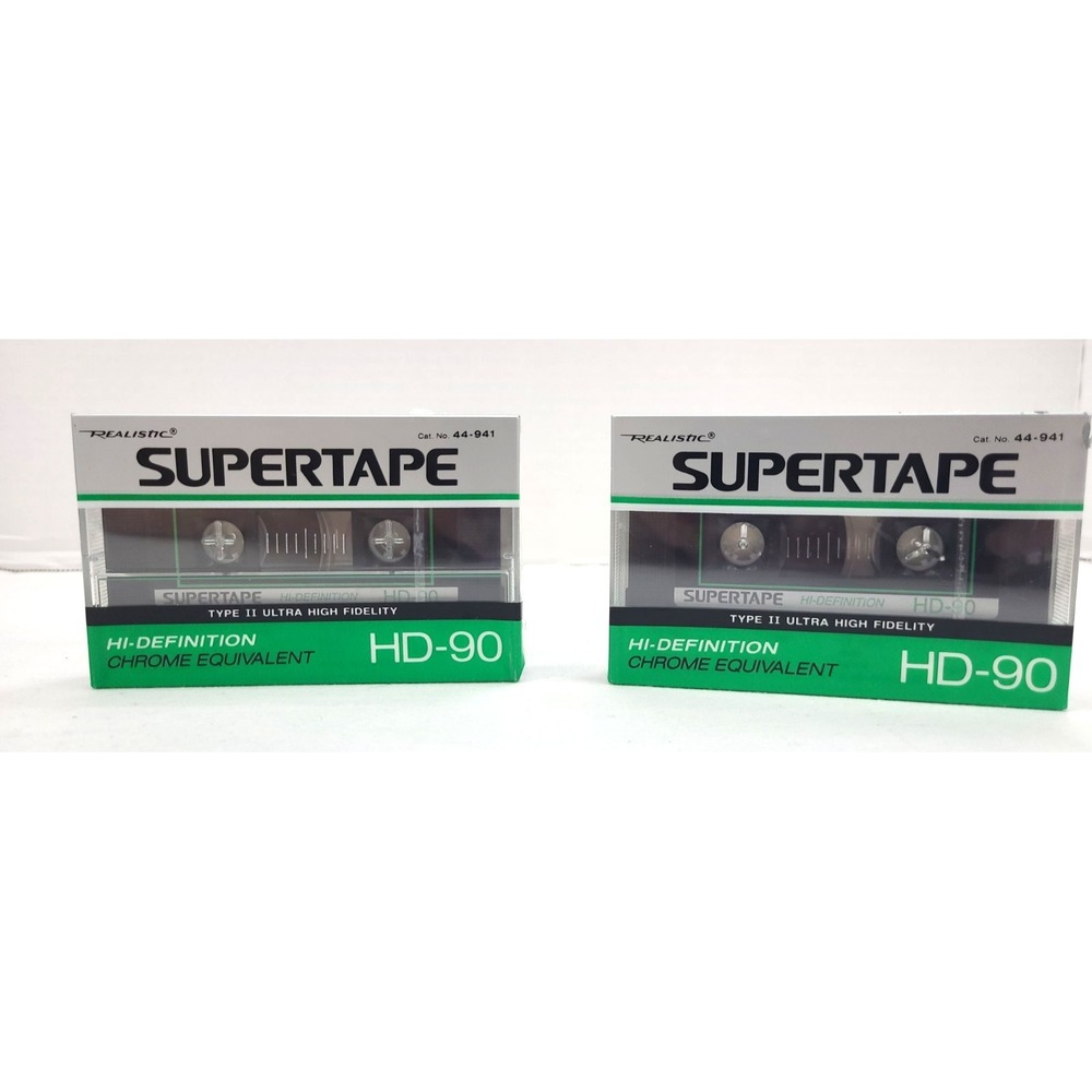2 New Realistic SUPERTAPE HD-90 Blank Audio Cassette Tape 44-941 Sealed